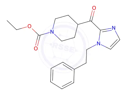 Chemical structure of Ethyl 4-(1-phenethyl-1H-imidazole-2-carbonyl)piperidine-1-carboxylate