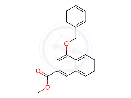 Chemical structure of 2-Naphthalenecarboxylic acid, 4-(phenylmethoxy)-, methyl ester