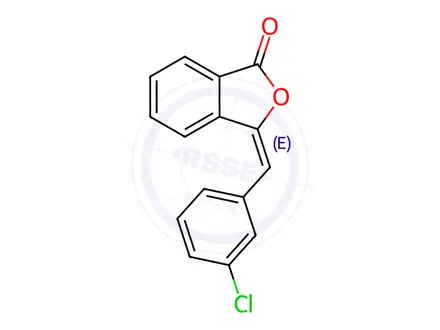 Chemical structure of 1(3H)-Isobenzofuranone, 3-[(3-chlorophenyl)methylene]-, (E)-(9CI)