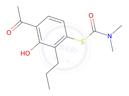 Chemical structure of S-(4-acetyl-3-hydroxy-2-propylphenyl) dimethylcarbamothioate