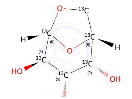 Chemical structure of 1,6-Anhydro-beta-D-galactose-13C6