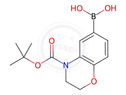 Chemical structure of (4-(tert-butoxycarbonyl)-3,4-dihydro-2H-benzo[b][1,4]oxazin-6-yl)boronic acid
