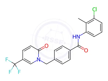 Chemical structure of N-(3-chloro-2-methylphenyl)-4-((2-oxo-5-(trifluoromethyl)pyridin-1(2H)-yl)methyl)benzamide