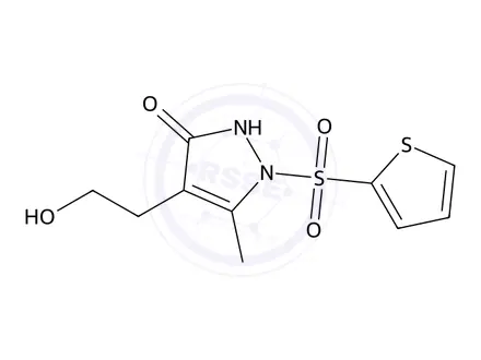 Chemical structure of 4-(2-Hydroxyethyl)-5-methyl-1-(thiophen-2-ylsulfonyl)-1,2-dihydro-3H-pyrazol-3-one