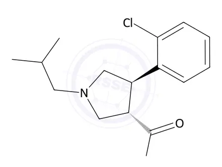 Chemical structure of (3S,4R)-4-(2-chlorophenyl)-1-isobutylpyrrolidine-3-carboxylic acid