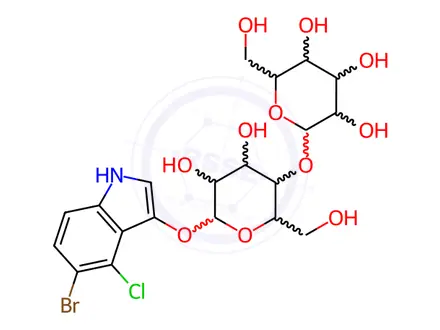 Chemical structure of 5-Bromo-4-Chloro-3-Indolyl-b-D-Cellobioside