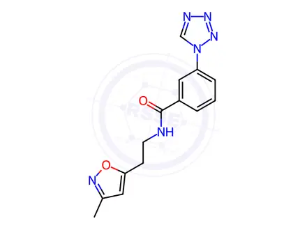 Chemical structure of N-(2-(3-Methylisoxazol-5-yl)ethyl)-3-(1H-tetrazol-1-yl)benzamide