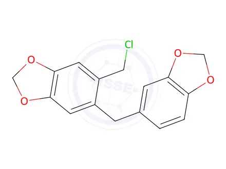 Chemical structure of 5-(benzo[d][1,3]dioxol-5-ylmethyl)-6-(chloromethyl)benzo[d][1,3]dioxole