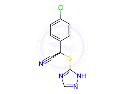 Chemical structure of 2-((1H-1,2,4-triazol-5-yl)thio)-2-(4-chlorophenyl)acetonitrile