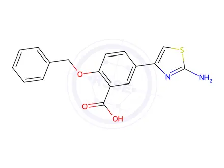 Chemical structure of 5-(2-Aminothiazol-4-yl)-2-(benzyloxy)benzoic acid
