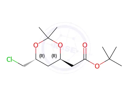 Chemical structure of Tert-Butyl 2-((4R,6R)-6-(chloromethyl)-2,2-dimethyl-1.3-dioxan-4-yl)acetate