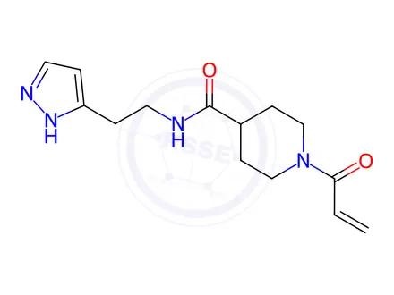 Chemical structure of 1-(1-Oxo-2-propen-1-yl)-N-[2-(1H-pyrazol-3-yl)ethyl]-4-piperidinecarboxamide