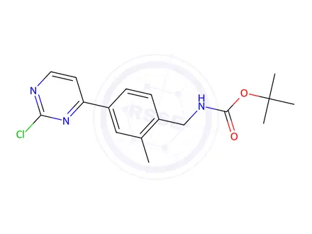 Chemical structure of tert-Butyl (4-(2-chloropyrimidin-4-yl)-2-methylbenzyl)carbamate