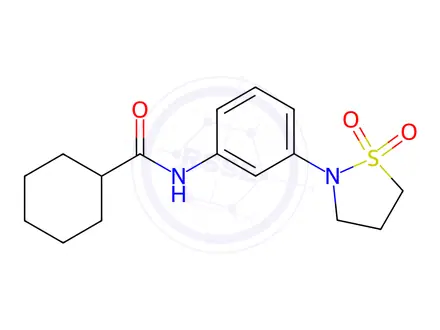 Chemical structure of N-(3-(1,1-Dioxidoisothiazolidin-2-yl)phenyl)cyclohexanecarboxamide