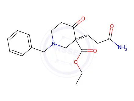 Chemical structure of Ethyl 3-(3-amino-3-oxopropyl)-1-benzyl-4-oxopiperidine-3-carboxylate