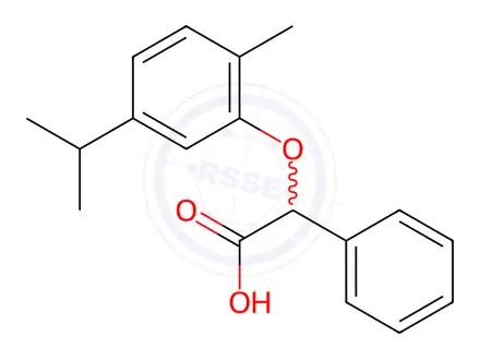 Chemical structure of 2-[2-Methyl-5-(propan-2-yl)phenoxy]-2-phenylacetic Acid