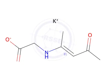 Chemical structure of potassium 2-[(4-oxopent-2-en-2-yl)amino]acetate