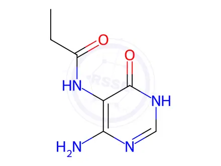 Chemical structure of N-(4-amino-6-oxo-1,6-dihydropyrimidin-5-yl)propionamide