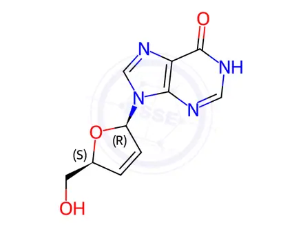 Chemical structure of 2’,3’-dideoxy-2’,3’-didehydroinosine