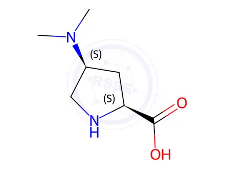 Chemical structure of (2S,4S)-4-(Dimethylamino)pyrrolidine-2-carboxylic acid dihydrochloride