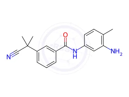 Chemical structure of Benzamide, N-(3-amino-4-methylphenyl)-3-(1-cyano-1-methylethyl)-