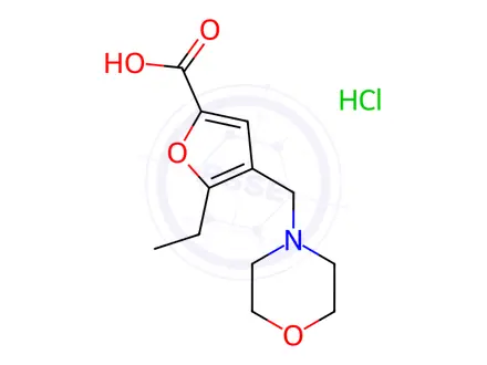 Chemical structure of 5-Ethyl-4-morpholin-4-ylmethyl-furan-2-carboxylic acid hydrochloride