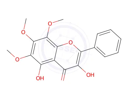 Chemical structure of 3,5-Dihydroxy-6,7,8-trimethoxy-2-phenyl-4H-1-benzopyran-4-one