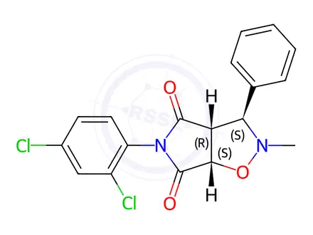 Chemical structure of (3S,3AR,6aS)-5-(2,4-dichlorophenyl)-2-methyl-3-phenyl-hexahydro-2H-pyrrolo[3,4-d][1,2]oxazole-4,6-dione