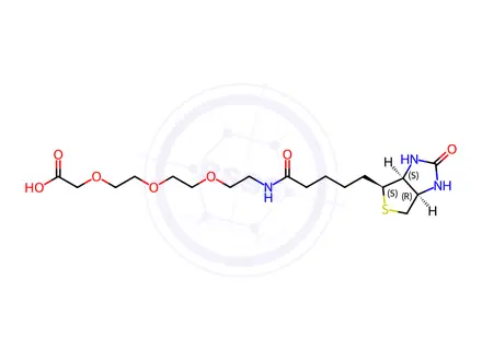 Chemical structure of 3,6,9-Trioxa-12-azaheptadecanoic acid, 17-[(3aS,4S,6aR)-hexahydro-2-oxo-1H-thieno[3,4-d]imidazol-4-yl]-13-oxo