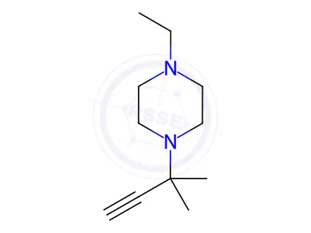 Chemical structure of Piperazine, 1-(1,1-dimethyl-2-propynyl)-4-ethyl-(9CI)