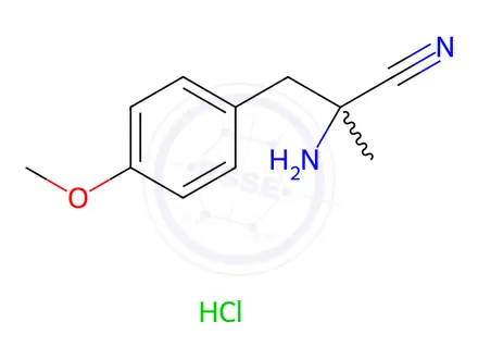 Chemical structure of 2-Amino-3-(4-methoxyphenyl)-2-methylpropanenitrile Hydrochloride