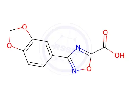 Chemical structure of 1,2,4-Oxadiazole-5-carboxylic acid, 3-(1,3-benzodioxol-5-yl)-