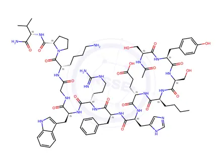Chemical structure of α-Melanotropin (swine), 4-L-norleucine-; (Nle4)-α-MSH