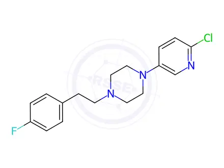 Chemical structure of Piperazine, 1-(6-chloro-3-pyridinyl)-4-[2-(4-fluorophenyl)ethyl]-