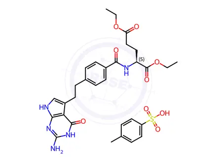 Chemical structure of N-[4-[2-(2-Amino-4,7-dihydro-4-oxo-3H-pyrrolo[2,3-d]pyrimidin-5-yl)ethyl]benzoyl]-L-glutamic Acid 1,5-Diethyl Ester 4-Methylbenzenesulfonate