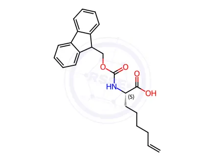 Chemical structure of (S)-2-((((9H-Fluoren-9-yl)methoxy)carbonyl)amino)oct-7-enoic acid