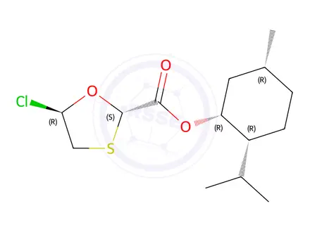 Chemical structure of (2R,5R)-(1R,2S,5R)-2-isopropyl-5-methylcyclohexyl 5-chloro-1,3-oxathiolane-2-carboxylate