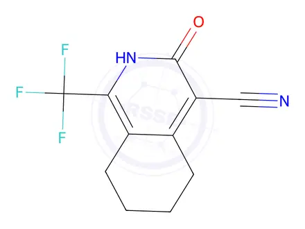 Chemical structure of 3-Oxo-1-(trifluoromethyl)-2,3,5,6,7,8-hexahydroisoquinoline-4-carbonitrile
