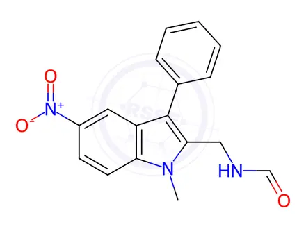 Chemical structure of N-((1-Methyl-5-nitro-3-phenyl-1H-indol-2-yl)methyl)formamide