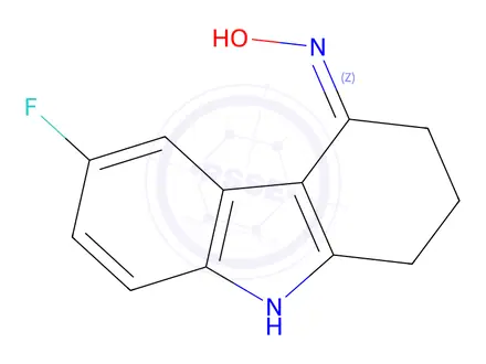 Chemical structure of N-(6-fluoro-2,3,4,9-tetrahydro-1H-carbazol-4-ylidene)hydroxylamine