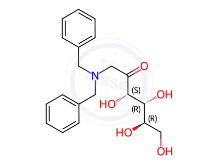 Chemical structure of (3S,4R,5R)-1-(Dibenzylamino)-3,4,5,6-tetrahydroxyhexan-2-one