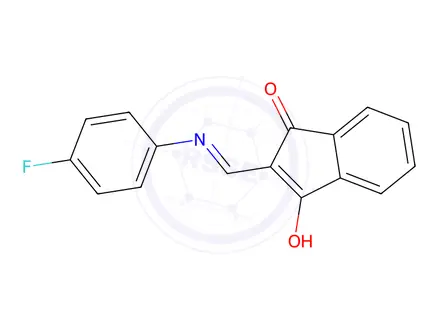 Chemical structure of 2-(((4-Fluorophenyl)imino)methyl)-3-hydroxy-1H-inden-1-one