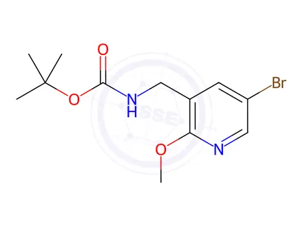 Chemical structure of Carbamic acid, [(5-bromo-2-methoxy-3-pyridinyl)methyl]-, 1,1-dimethylethyl ester (9CI)