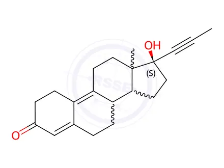 Chemical structure of 17-Hydroxy-17-(1-propynyl)-estra-4,9-dien-3-one
