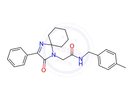 Chemical structure of N-(4-methylbenzyl)-2-(2-oxo-3-phenyl-1,4-diazaspiro[4.5]Dec-3-en-1-yl)acetamide