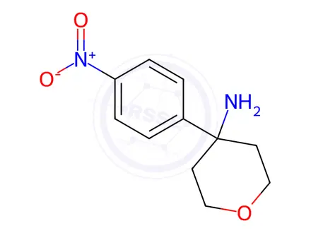 Chemical structure of 4-(4-Nitrophenyl)tetrahydro-2H-pyran-4-amine