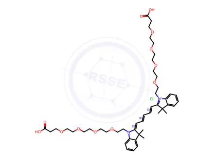 Chemical structure of Bis-(N,N'-carboxyl-PEG4)-Cy5