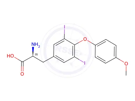 Chemical structure of 3,5-diiodo-O-(4-methoxyphenyl)-L-Tyrosine