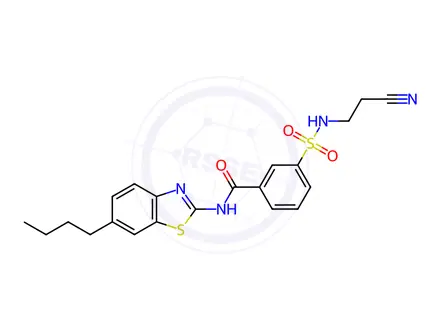 Chemical structure of N-(6-Butyl-1,3-benzothiazol-2-yl)-3-[(2-cyanoethyl)sulfamoyl]benzamide