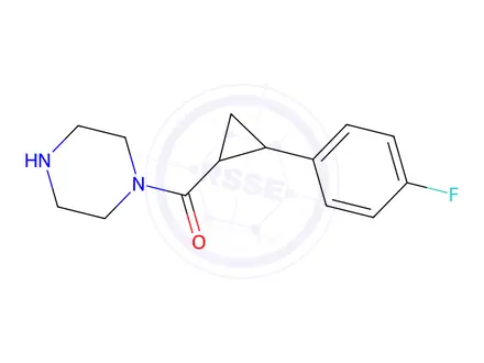Chemical structure of (2-(4-Fluorophenyl)cyclopropyl)(piperazin-1-yl)methanone